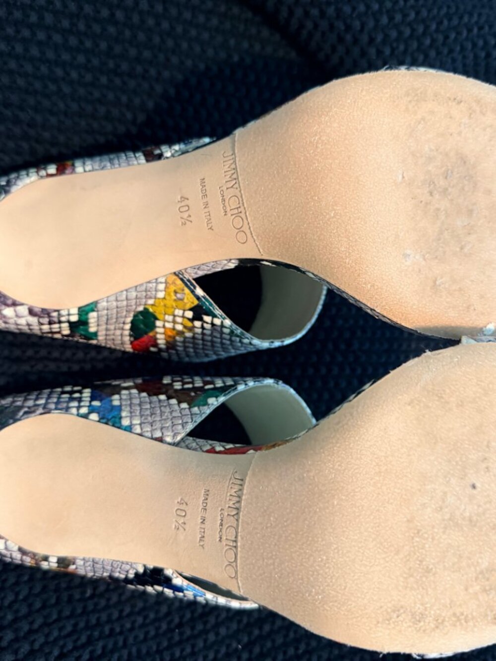 Jimmy Choo Multicolor Python Sandals 40.5 - Picture 3 of 7